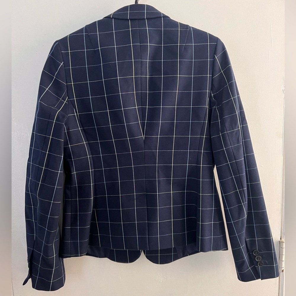 Navy plaid blazer sz4 Banana Republic - Picture 2 of 5